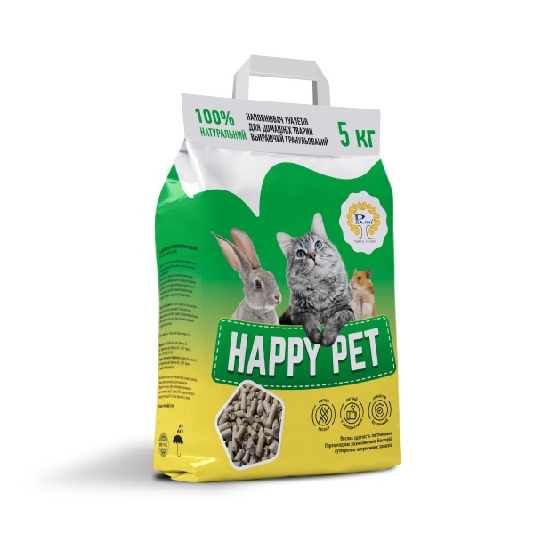 Наповнювач для котячого туалету Happy Pets рослинний 5 кг 