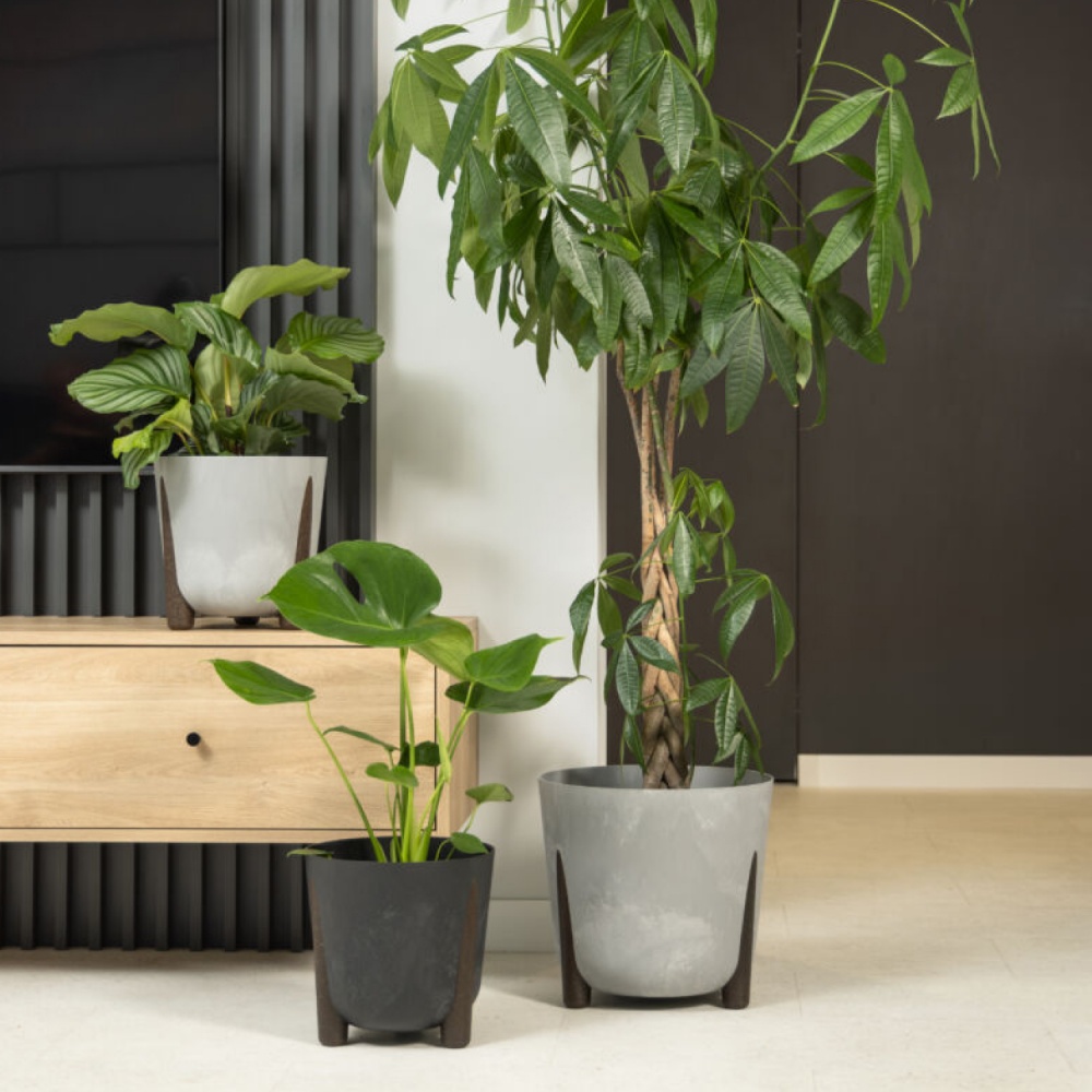 Вазон пластик FRIDA 25,5х25,3 см круглий бежево-сірий 8,1 л Lamela (9272280)