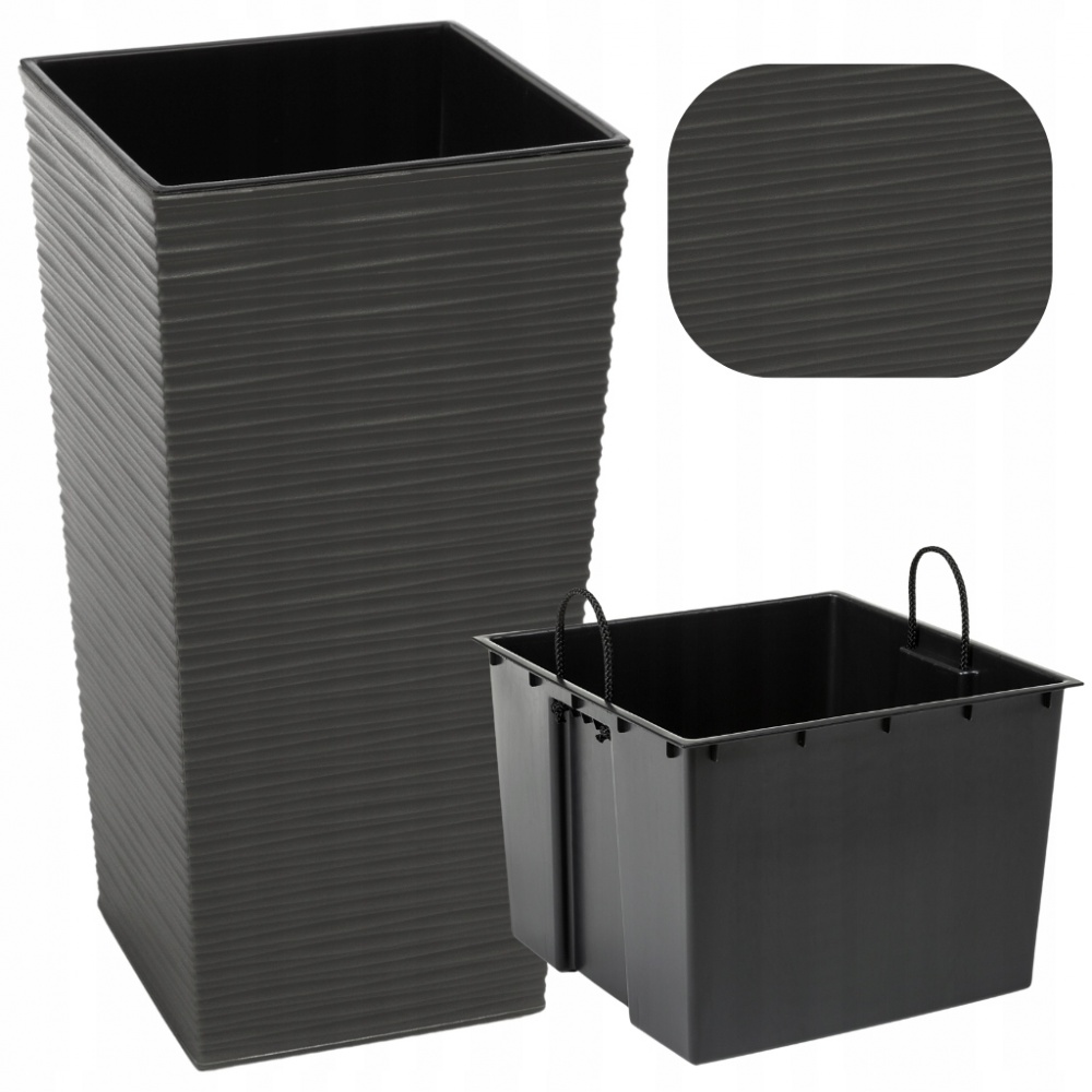 Вазон пластик Finezja DLUTO 25х25х47 квадратный графит 11 л Lamela (9505890)