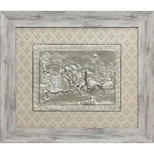 Панно декоративное Музыканты 32x44 см серебряный 