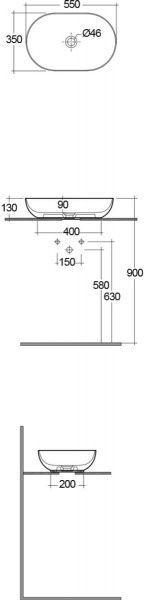 Умивальник R.A.K. на столешню FEELING 55 см білий матовий