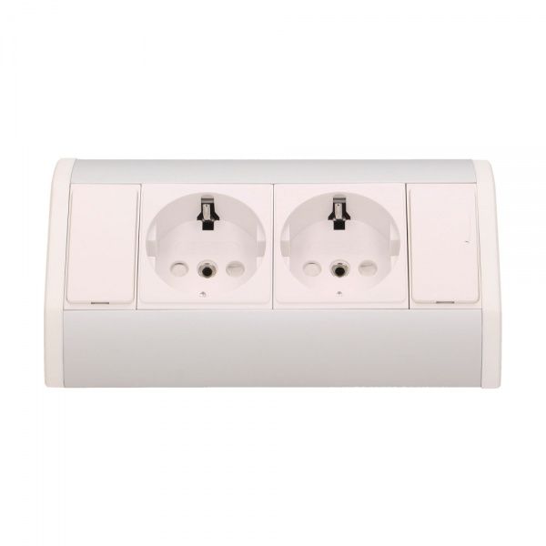 Розетка портативная мебельная двойная с заземлением ORNO шуко бежевый OR-GM-9005/W-G(GS)