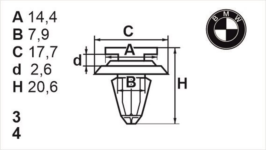 Клипса нажимная внутренняя (обшивка, обшивка дверей) Romix (B21124)