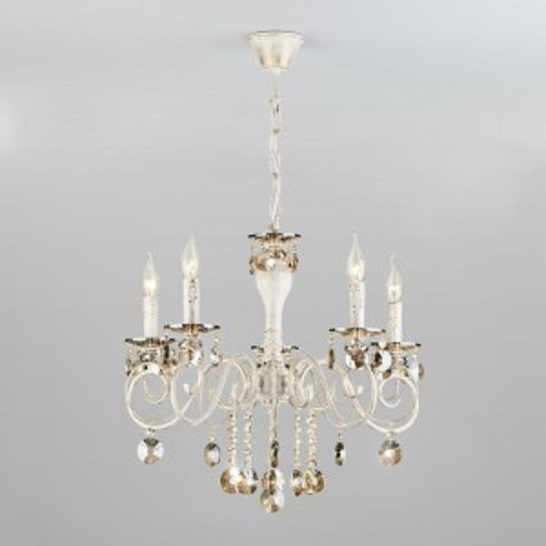 Люстра підвісна Strotskis Ravenna 5x60 Вт E14 білий/золото 10104/5 