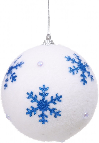 Куля новорічна Shunda пінопластиковий 100 мм біло-синій SDA213410WB