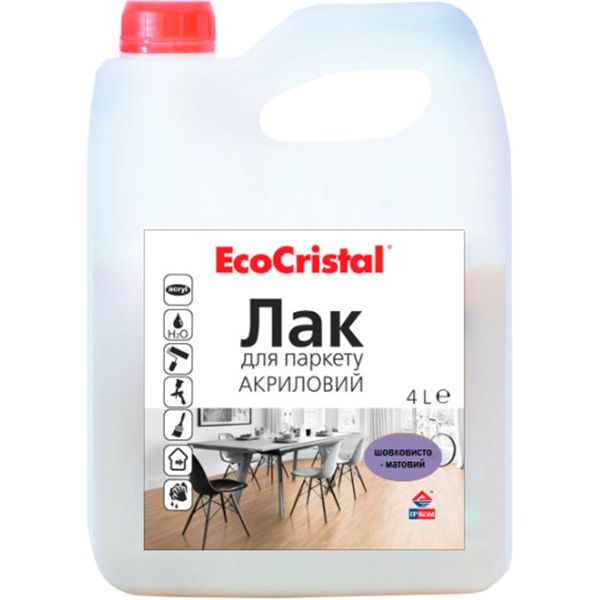 Лак для паркету EcoCristal ІР-18 ІРКОМ шовковистий мат 4 л прозорий