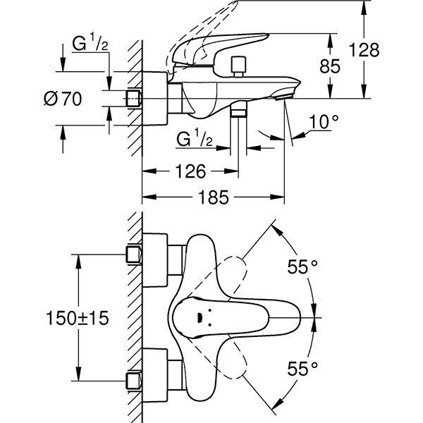 Смеситель для ванны Grohe Wave 32286001