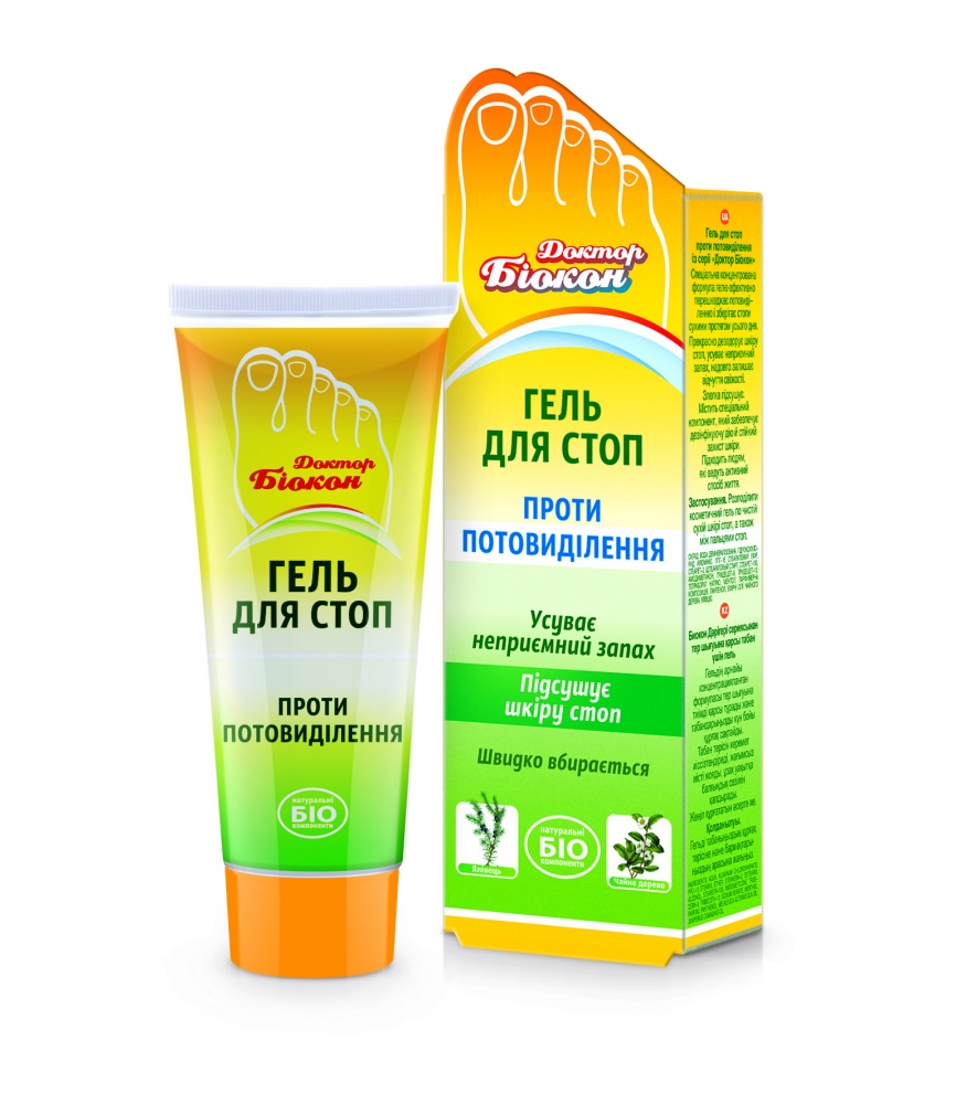 Гель для ніг Доктор Біокон для стоп проти потовиділення 75 мл 1 шт.