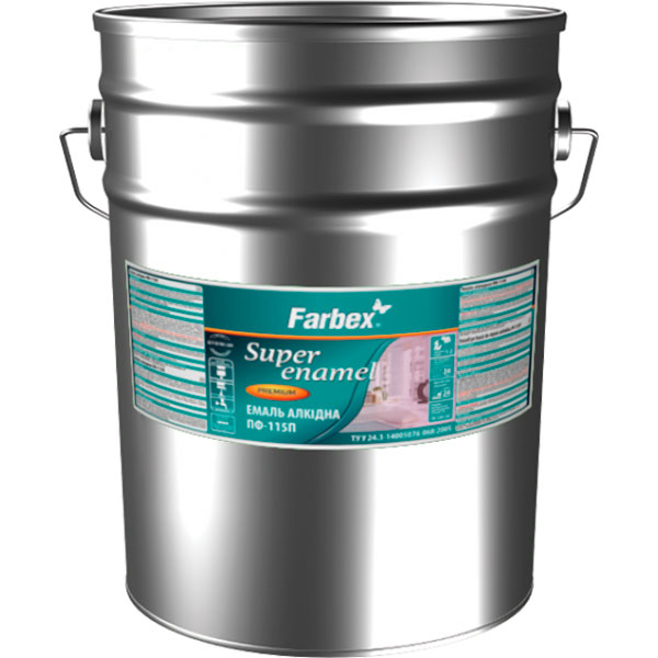 Емаль Farbex алкідна ПФ-115П сірий глянець 12кг
