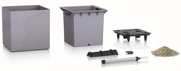 Вазон декоративный Lechuza Canto Square 30 квадратный 3л серый камень (13700) 