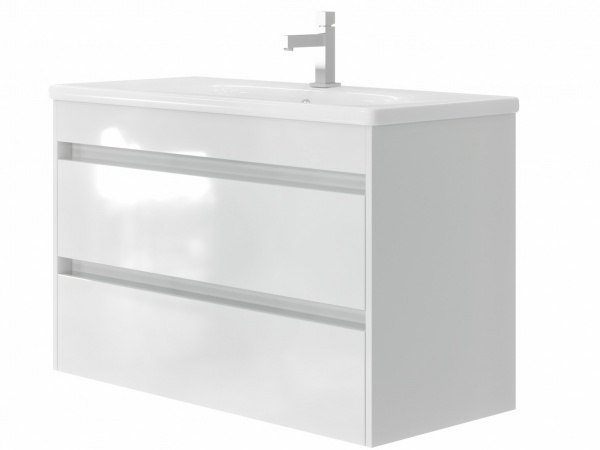 Тумба підлогова ЮВЕНТА Тумба Luton - 100 білий з умивальником Soft-100