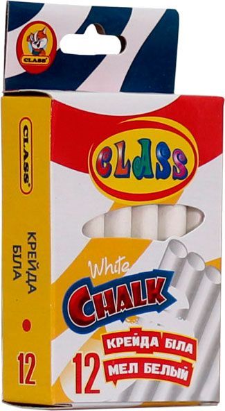 Мел школьный белый круглый 12 шт. 10x82 мм 7608 CLASS