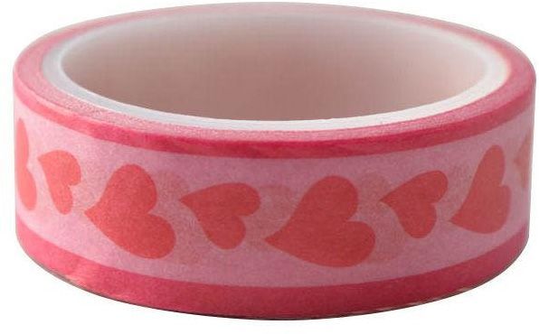 Лента бумажная самоклеющаяся Розовые сердца 1.5см * 5м 740574 