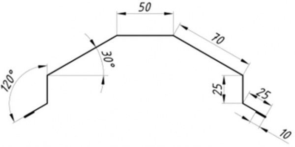 Планка конька треугольного QUEENTILE Coffe малая 2 м 