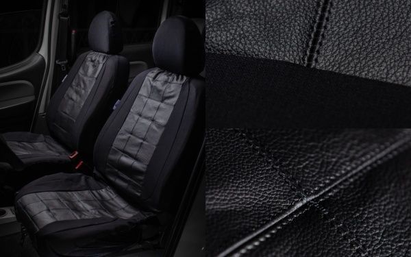 Чехлы на сиденья натуральная кожа 2 шт./уп. Kerdis черный