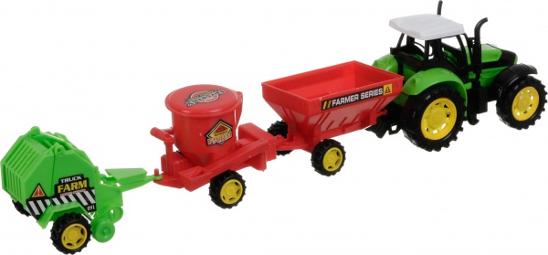 Игровой набор Shantou х6 шт. фермерский трактор с прицепами зеленый JY238796