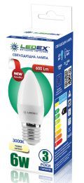 Лампа светодиодная Ledex 6 Вт C37 мягкая белая E27 220 В 3000 К 100866 