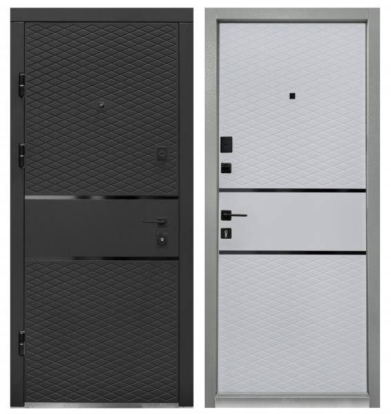 Дверь входная Министерство дверей Престиж 187 Q графит / белый 2050x960 мм левая