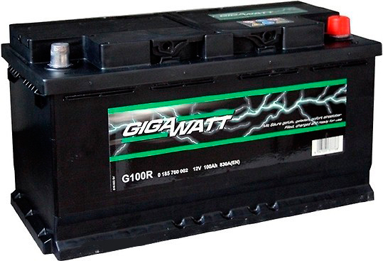 Аккумулятор автомобильный GIGAWATT 100А 12 B «+» справа