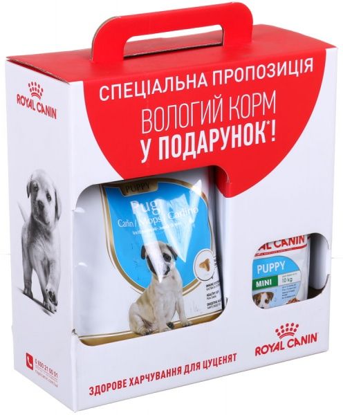 Корм Royal Canin сухий для собак Pug Puppy 1.5 кг + 2 паучи