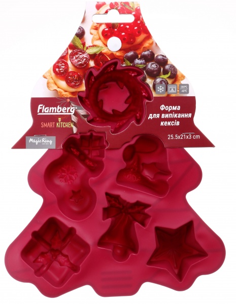Форма для выпекания кексов на 6 шт. елка 25.5х21х3 см Flamberg Smart Kitchen