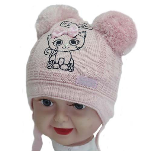 Шапочка дитяча для дівчинки Kraft 2213 р.42-44 світло-рожевий 2213 