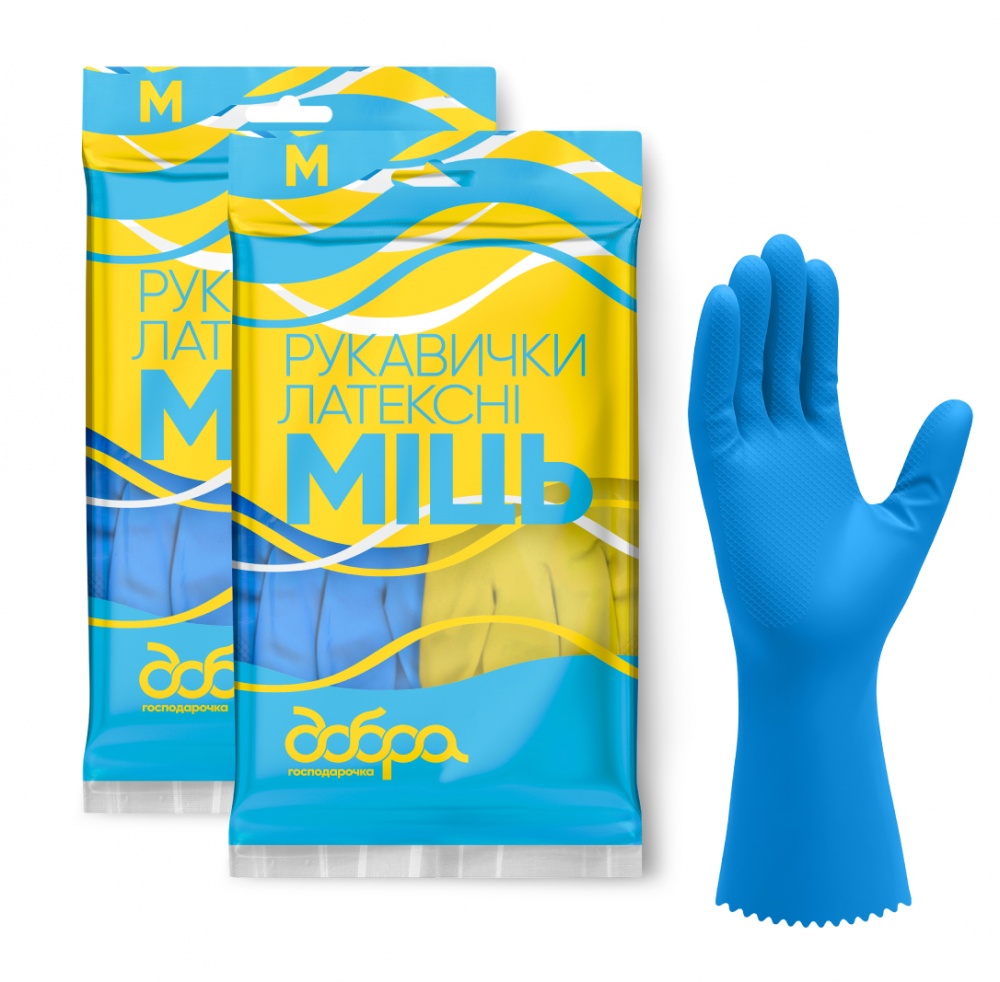 Перчатки латексные Добра господарочка «Міць» крепкие р.M 1 пар/уп.