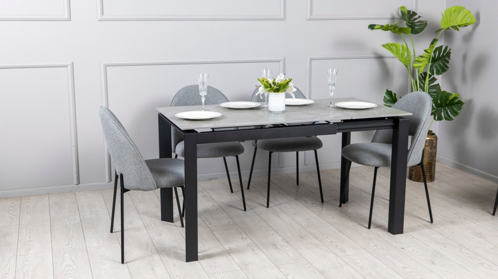 Стіл обідній Prestol Лейк 1000(1400)x750x750мм сірий/чорний