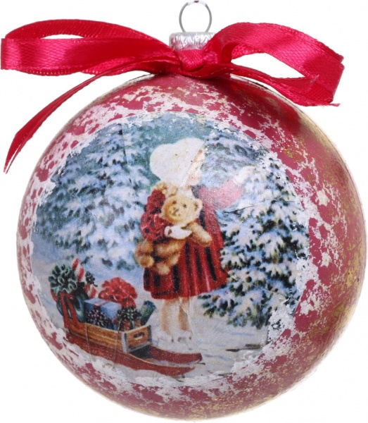 Шар новогодний Декупаж d 80 мм в ассортименте