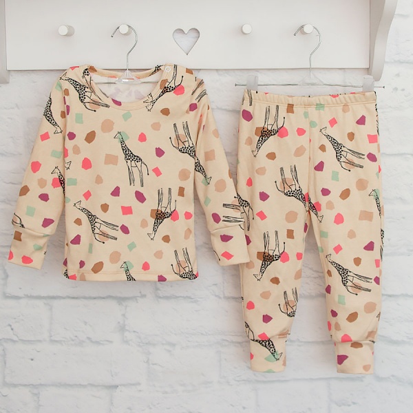 Піжама для дівчаток Blanka Жирафи р.98 бежевий 110255 