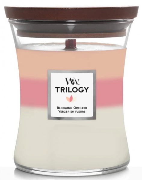 Свеча ароматическая Woodwick Medium Trilogy Blooming Orchard (цветущий фруктовый сад) 275 г 