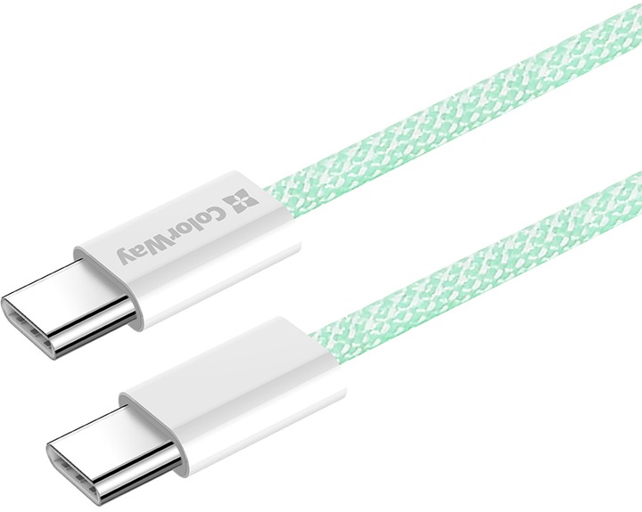 Кабель ColorWay Type-C - Type-C braided cotton PD Fast Charging 60W 3А 1 м зелений (CW-CBPDCC061-G)