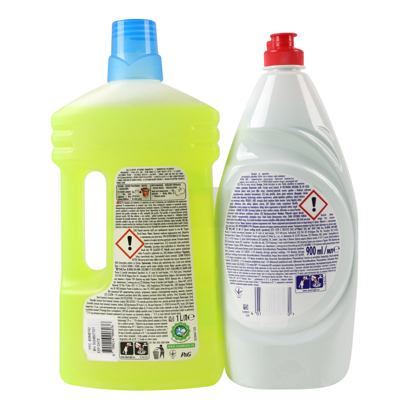 Набор Fairy Средство для мытья посуды Чайное дерево и мята 900 мл + Средство для мытья пола Mr. Proper Лимон 1л