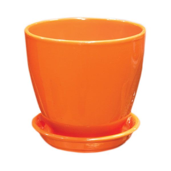 Горшок цветочный Ориана-Запорожкерамика Кедр №3 глянцевый 1.6 л оранжевый