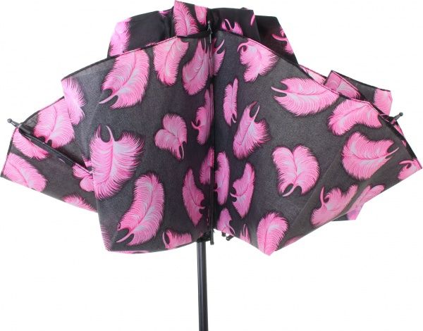 Зонт Перья, складной, полуавтомат розовый 
