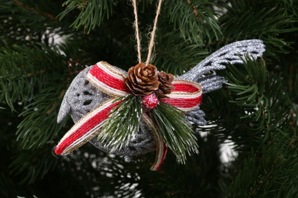 Декоративная подвеска Птичка с декором 15 см HFF206S серебряный