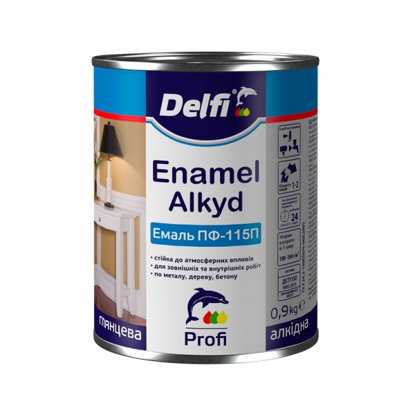 Емаль Delfi алкідна ПФ-115П синя глянець 0,9кг