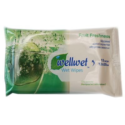 Салфетки влажные Wellwet Фруктовая свежесть 15 шт