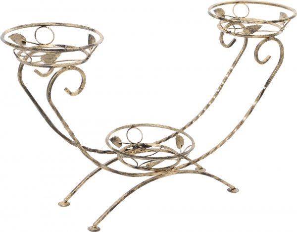 Подставка для растений ВКВ-Сервіс на 3 горшка Качели №3 92х28x60 см античное золото 