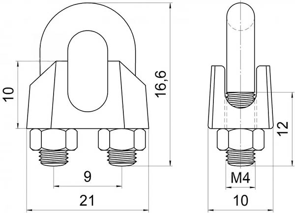 Затискач для троса дуговий нерж 3 мм