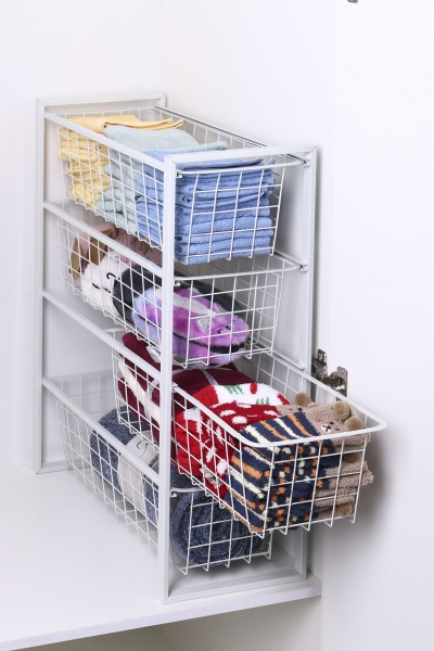 Стеллаж с выдвижными корзинами MINI 250x500x690 мм белый