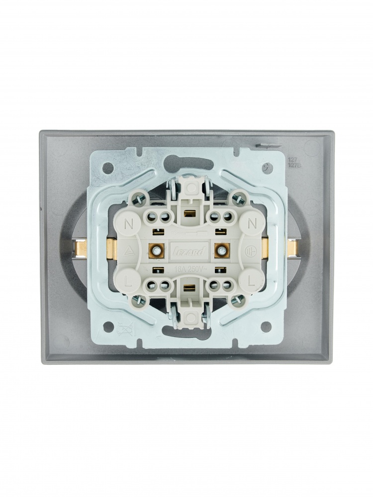 Розетка 2 із заземленням Lezard Vesna IP20 сірий 742-3500-127B