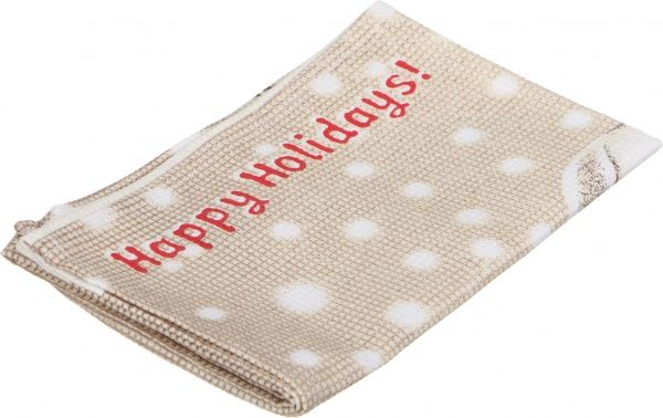 Рушник вафельний Happy Holidays 44x60 см Прованс бежевий із малюнком 