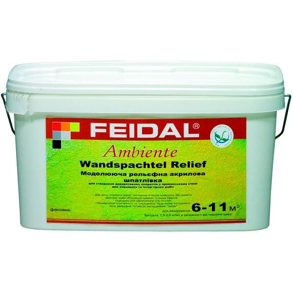 Моделирующая декоративная шпатлевка Feidal Ambiente Wandspachtel Relief 8 кг белый