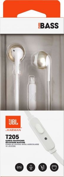Гарнітура JBL® T205 champagne gold 