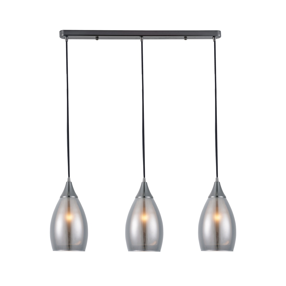 Світильник підвісний Miorro Elena 620x120х280/1050 мм метал/скло 3x40 Вт E14 чорний 51-311-139