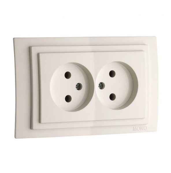Розетка подвійна без заземлення Mono Larissa без кришки крем 103-171705-121
