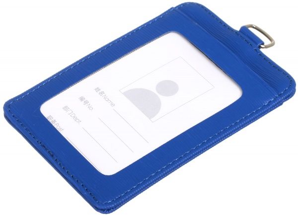 Бейдж вертикальный синий с петелькой 11x7,6 см