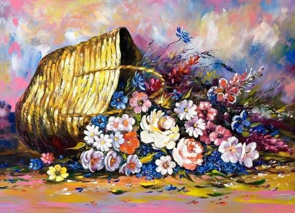 Репродукция Цветы в корзине 50x70 см Арт Фемелі 