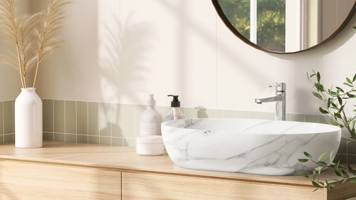 Умывальник на столешницу Invena TEYA 60 см белый мрамор CE-09-701)